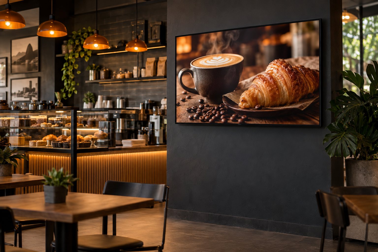 Aplicação conceitual do AdPop: TV com divulgação de produtos em uma cafeteria